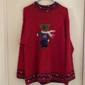 Marisa Christina Red Sweater with Bear Design